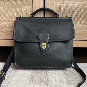 COACH Vintage Willis Black Leather Crossbody Shoulder Satchel Bag Handbag 9927
